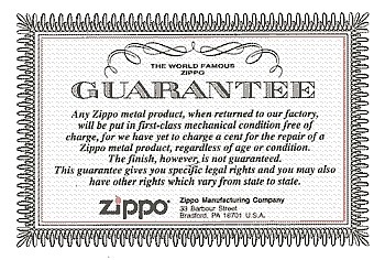 Zippo Lifetime Guarantee, ץͧKOOT